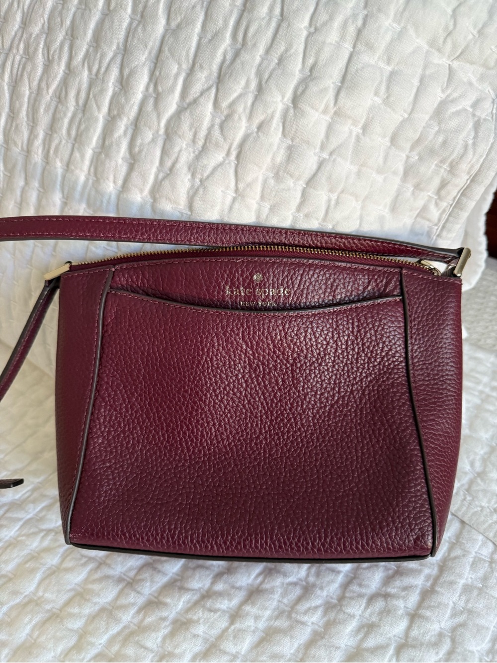 kate spade Plum Pebbled Leather Crossbody with Gold Hardware